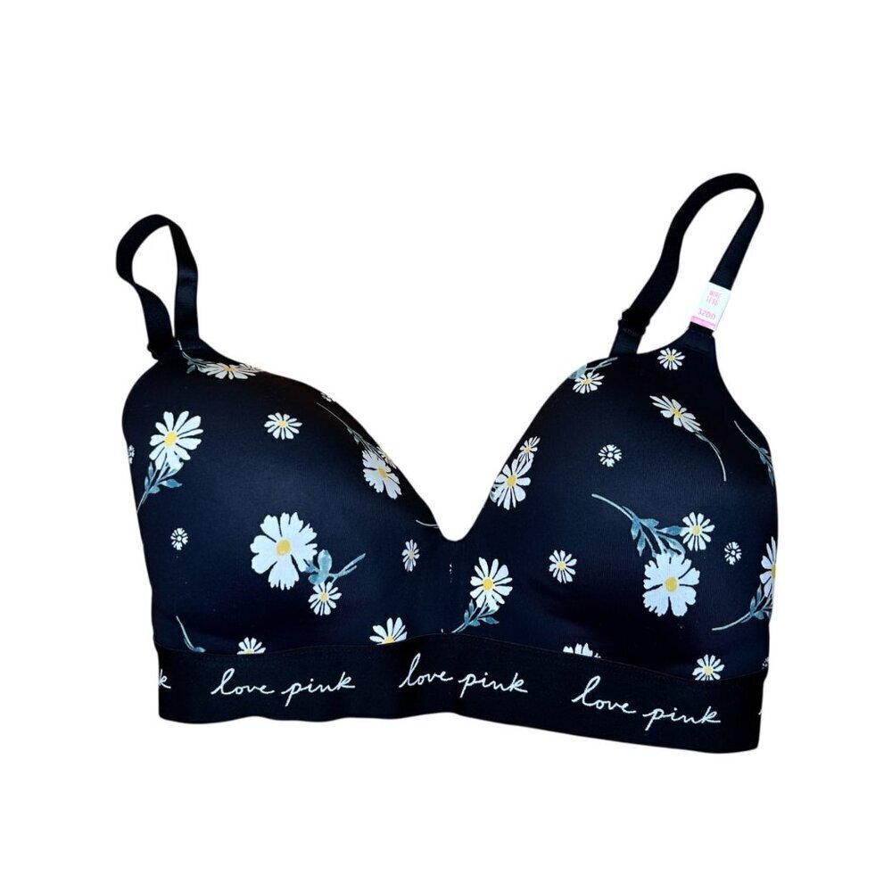 Victoria’s Secret Pink 32DD Floral Bra Black White Casual